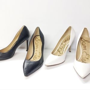 2 Pairs Sam Edelman Womens Hazel Black & White Leather Pumps Heels Shoes Size 9W